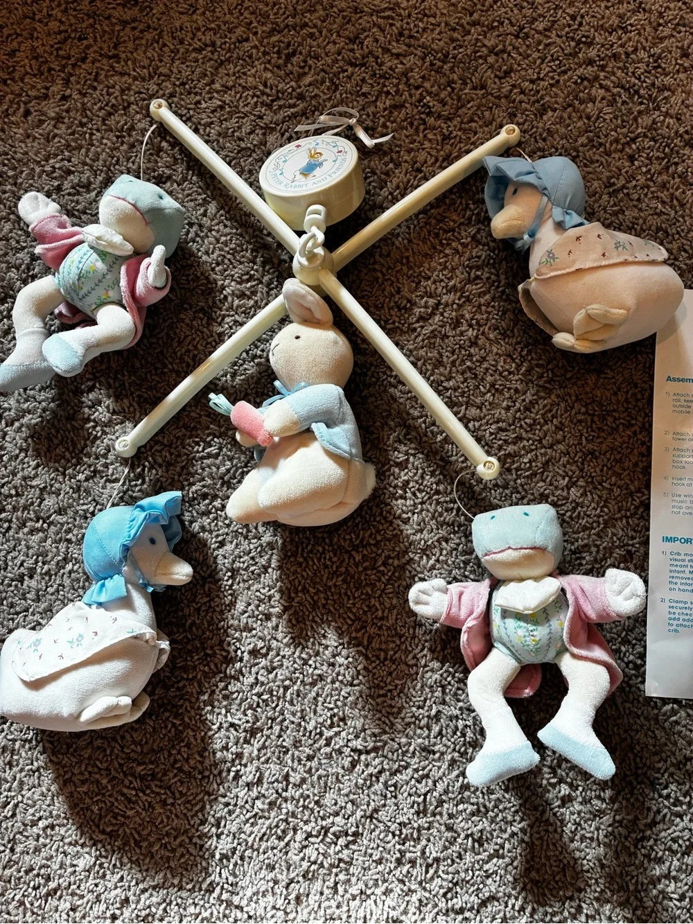 Vintage Eden Peter Rabbit & Friends Musical Mobile - Pastel Multicolor Plush